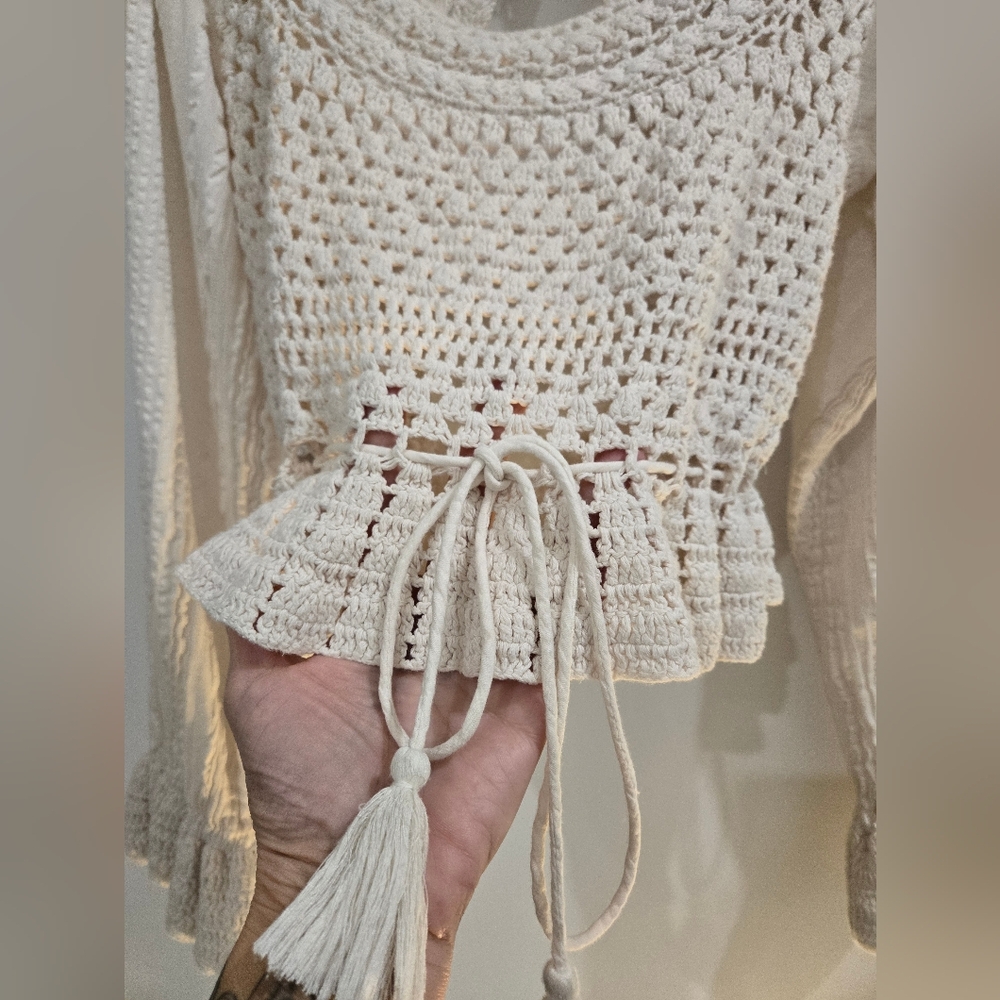 Free People Megan Off White Crochet Blouse - Picture 12 of 14